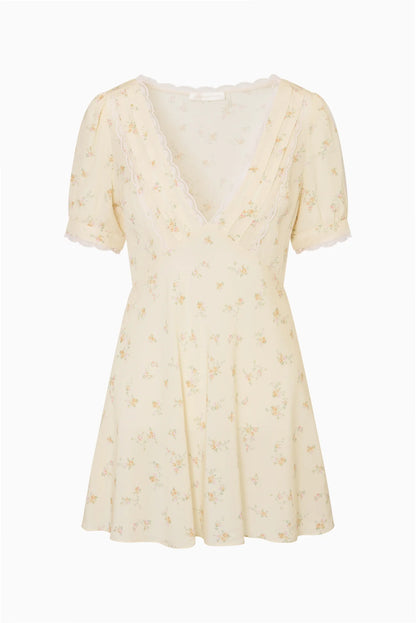 Yasmin Floral Lace-Trimmed Mini Dress- LoveShackFancy