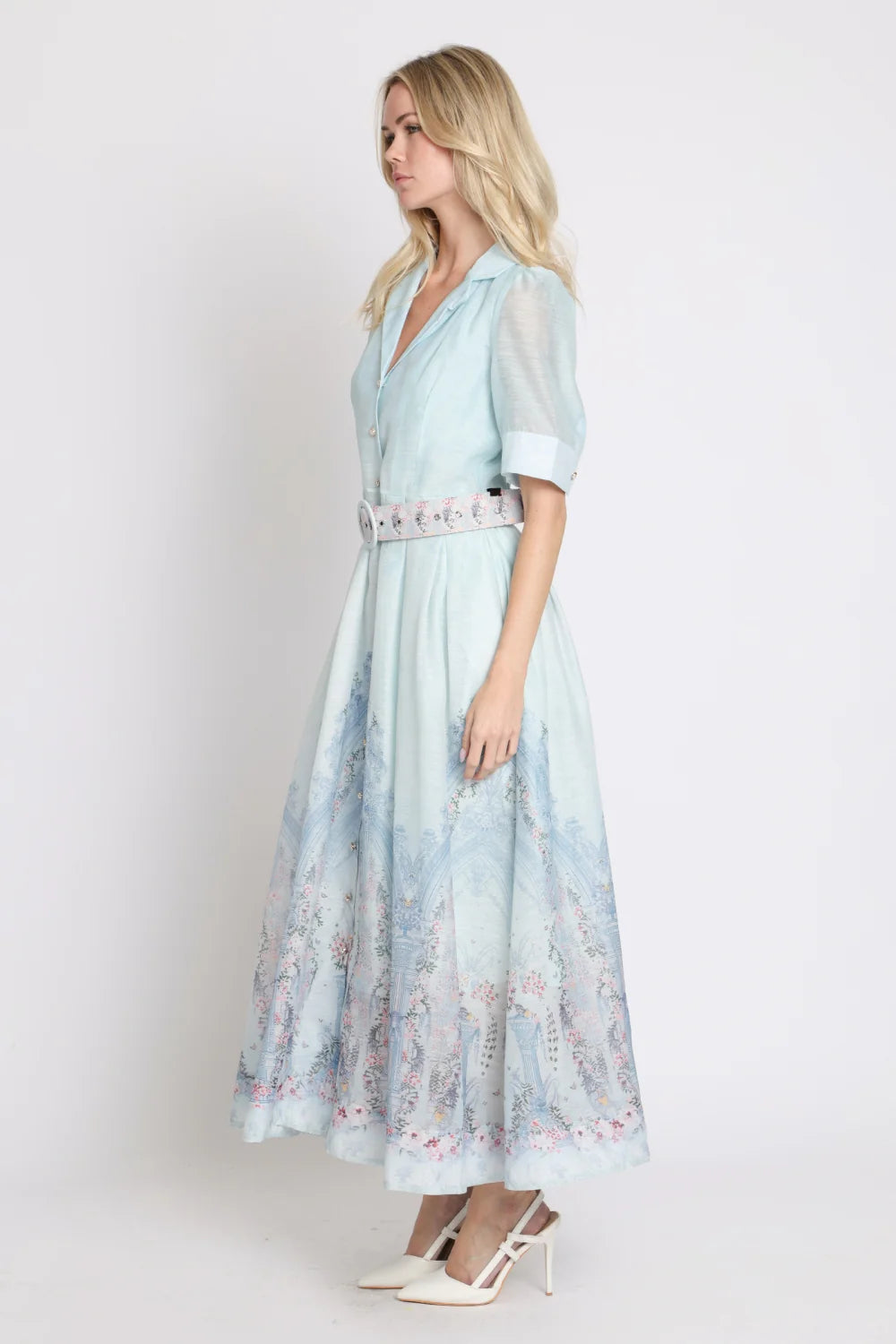 Romantic Botanical Print Shirt Dress- Beulah Style