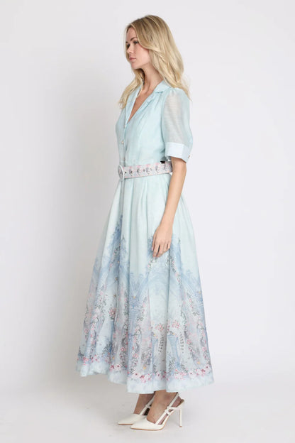 Romantic Botanical Print Shirt Dress- Beulah Style