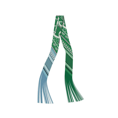 Frilly Scarf with Fringe- Green/Blue