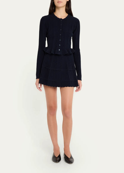 Orly Cropped Peplum Cardigan Midnight Kiss - LoveShackFancy