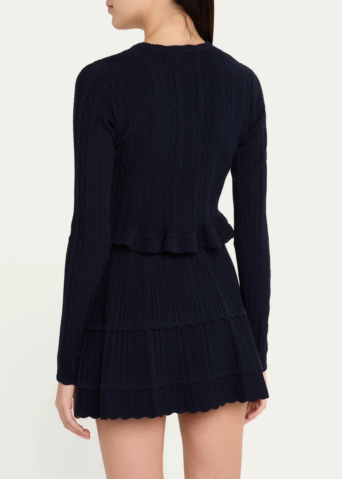 Orly Cropped Peplum Cardigan Midnight Kiss - LoveShackFancy