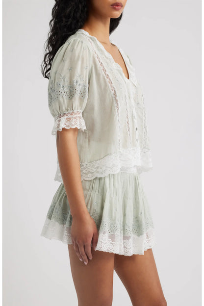 Maurelle Cotton Lace Blouse - LoveShackFancy