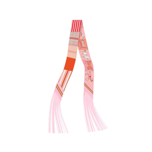 Frilly Scarf with Fringe- Orange/Pink