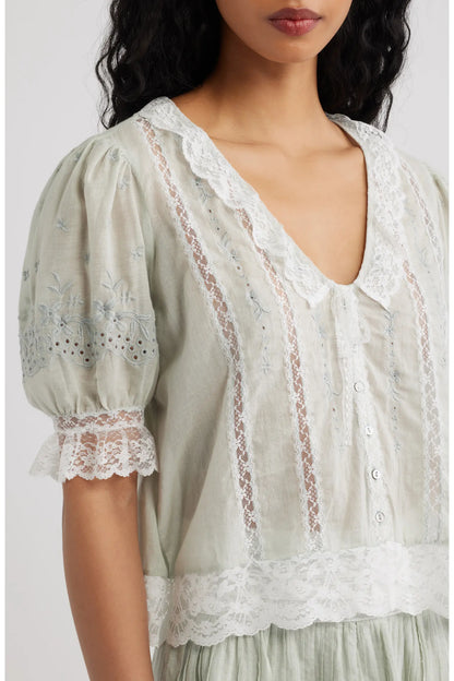 Maurelle Cotton Lace Blouse - LoveShackFancy