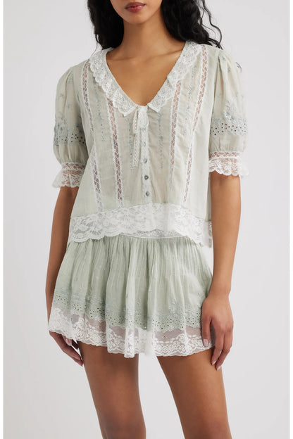 Maurelle Cotton Lace Blouse - LoveShackFancy