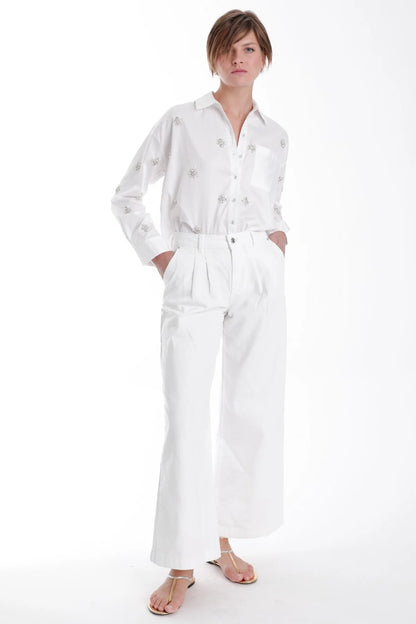 Gisela Rhinestone Blouse White- Karina Grimaldi