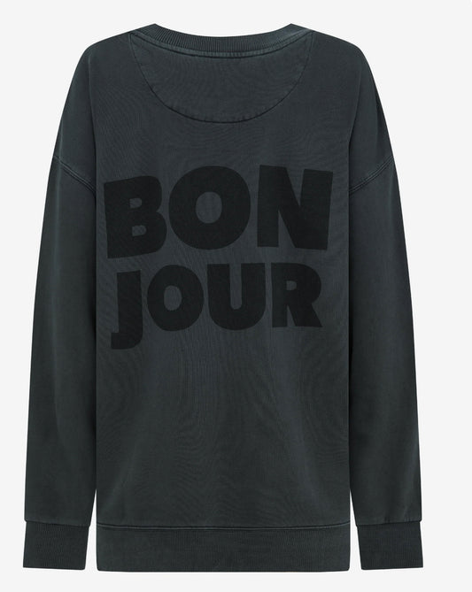 Bonjour Sweatshirt in Washed Black
