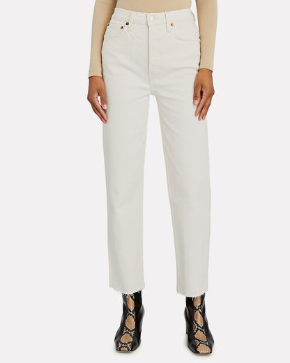 70s Stove Pipe High Rise Straight leg -vintage white -Re/Done Denim