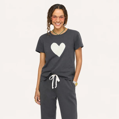 Suke Imperfect Heart Tee Anthracite/Natural- Kerri Rosenthal